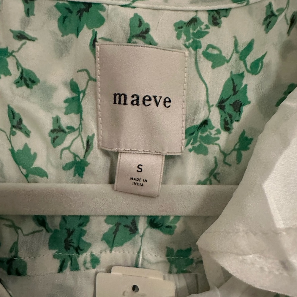 NWT Maeve/anthropologie mini dress with collar, green & white print, size small - Picture 6 of 8